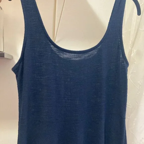 Sleeveless Fit & Flare Knit Midi Sundress - Navy L - Picture 2 of 5